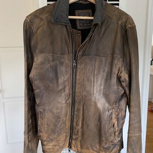 All Saints Brown Leather Bomber Jacket